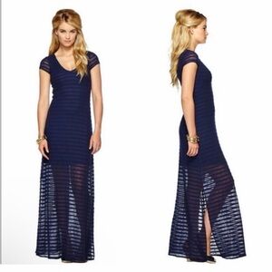 Lily Pulitzer M Women’s Short Steve Maxi Long Dress Striped Side Slit V-Neck